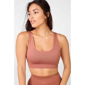 NWT Fabletics Luciana Pink Seamless Ribbed Scoop Neck Sports Bra Size S